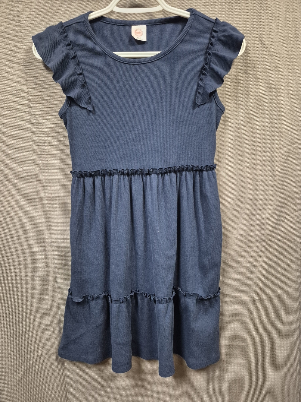 wonder nation Navy Ruffle Sleeve Tiered Dress